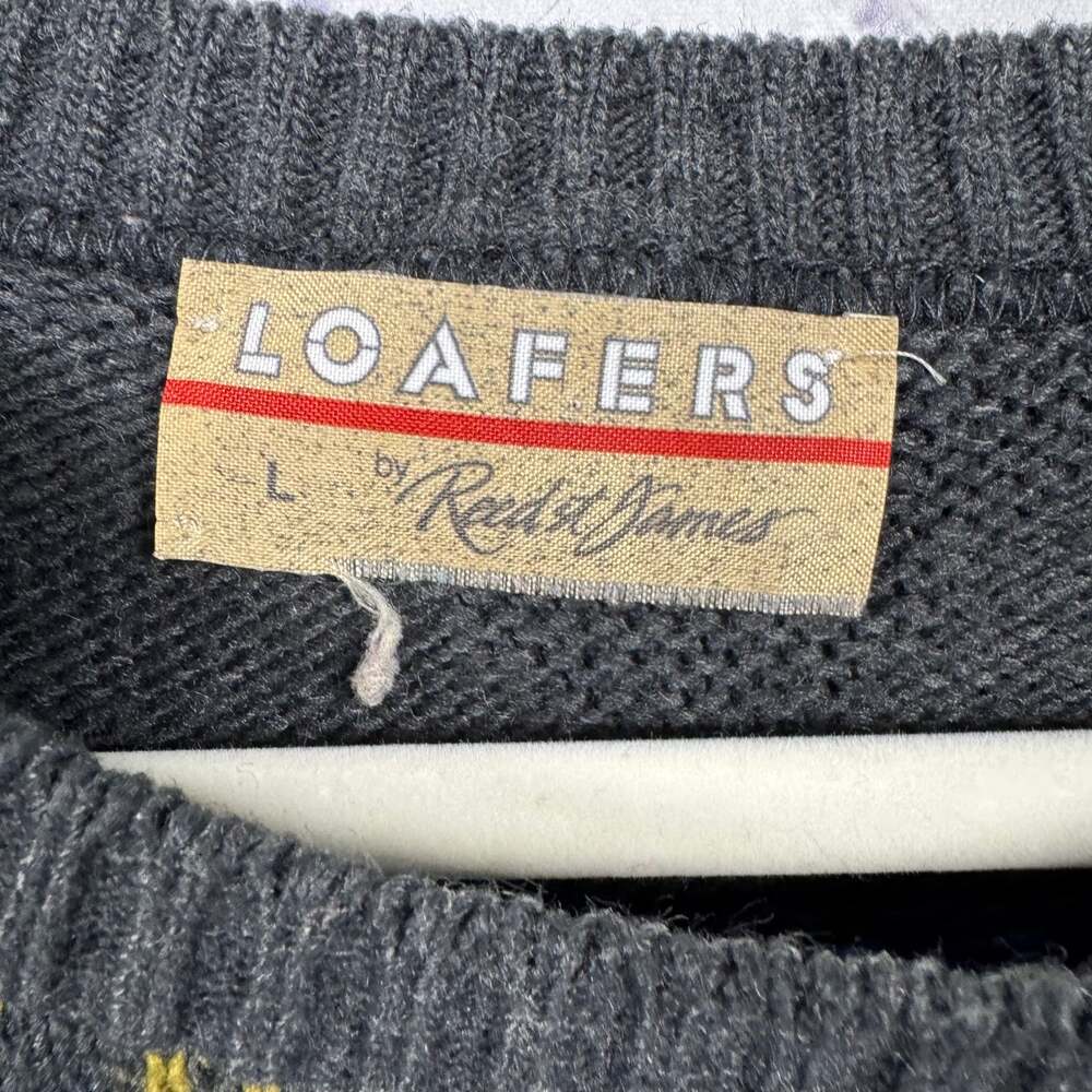 90's Loafers by Reed StJames Sweater Mens Blue w/ Argyle Pattern - Picture 4 of 5